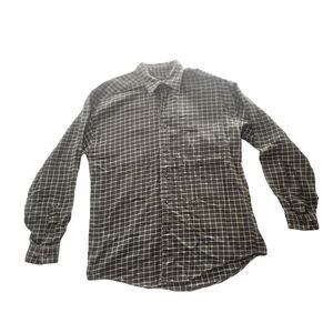 Vintage Structure Button Up‎ Shirt Men Sz M 90s Long Sleeve Green White Hipster